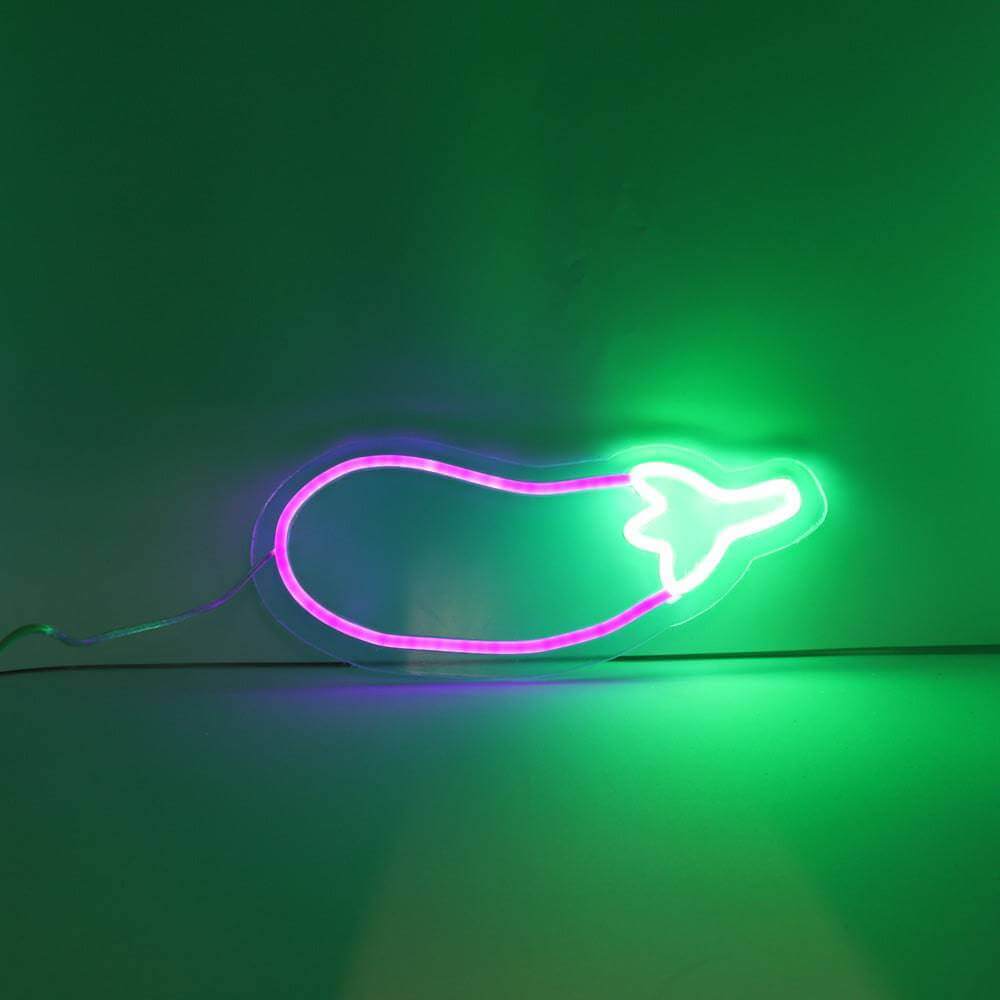 Eggplant LED Neon Sign - Made in London Food Restaurants Neon Signs - Planet Neon