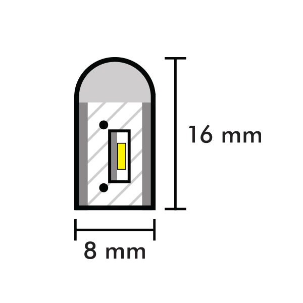 I LumoS 8x16mm WARM WHITE Flexible IP65 Dimmable Double Sided LED Neon Strip Light 12V DC 9W/m - Planet Neon