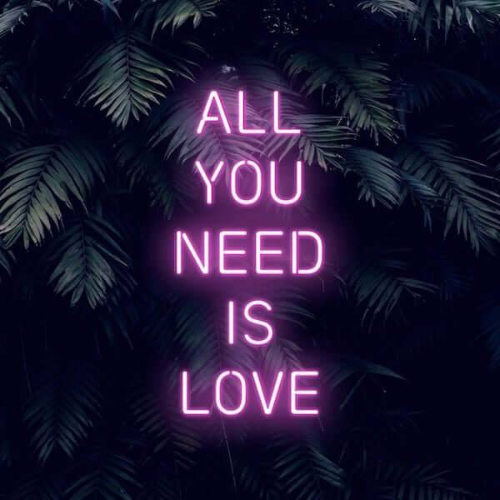 All You Need Is Love Caps LED Neon Sign - Made in London Inspirational Neon Signs