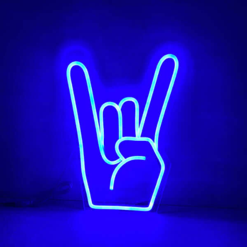 Rock Hand LED Neon Sign - Made in London Emoji  Neon Signs