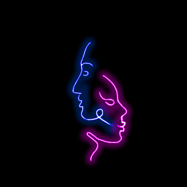 Two Faces LED Neon Sign - Planet Neon Made in London Neon Signs