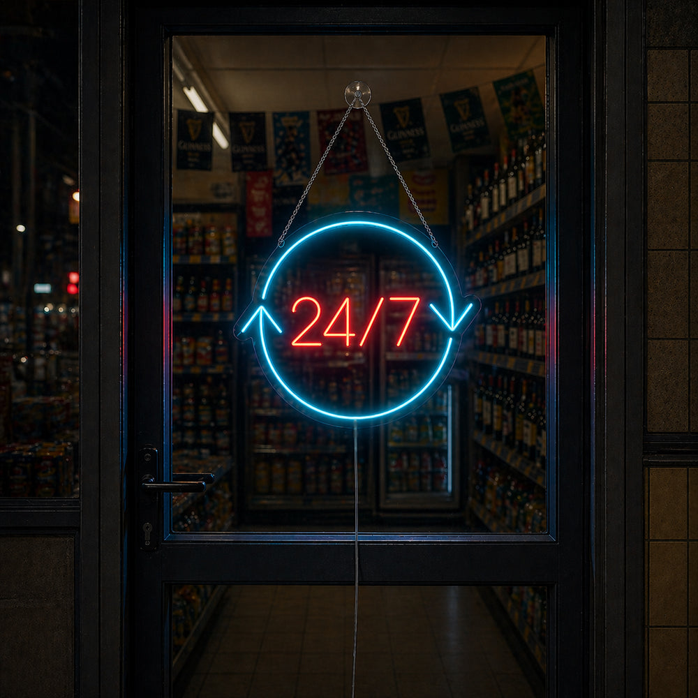 24/7 LED Neon Sign -  Made in London Shop Neon Signs