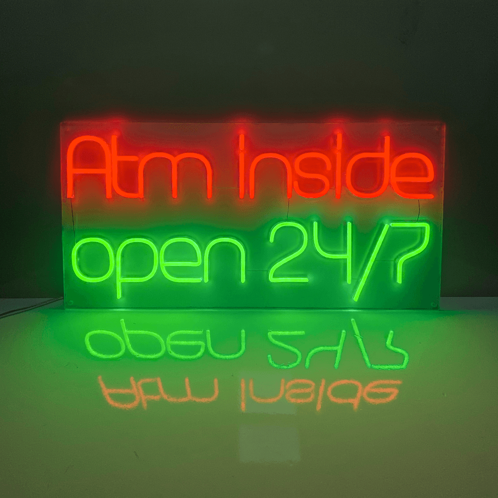 Insegna al neon LED RS Inside Open 24 ore su 24, 7 giorni su 7