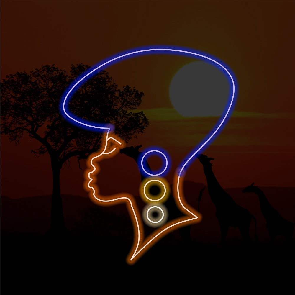 Afro Woman Silhouette LED Neon Sign - Made in London Inspirational Neon Signs