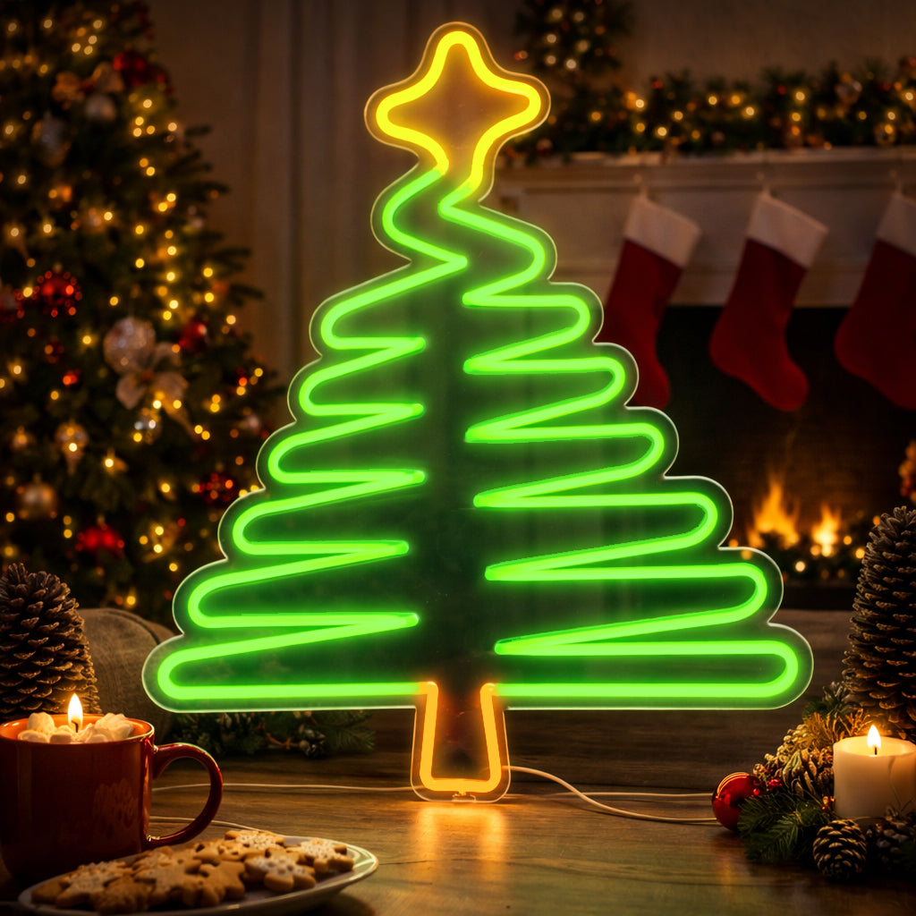 Green Christmas Tree LED Neon Sign - Made in London Neon Signs