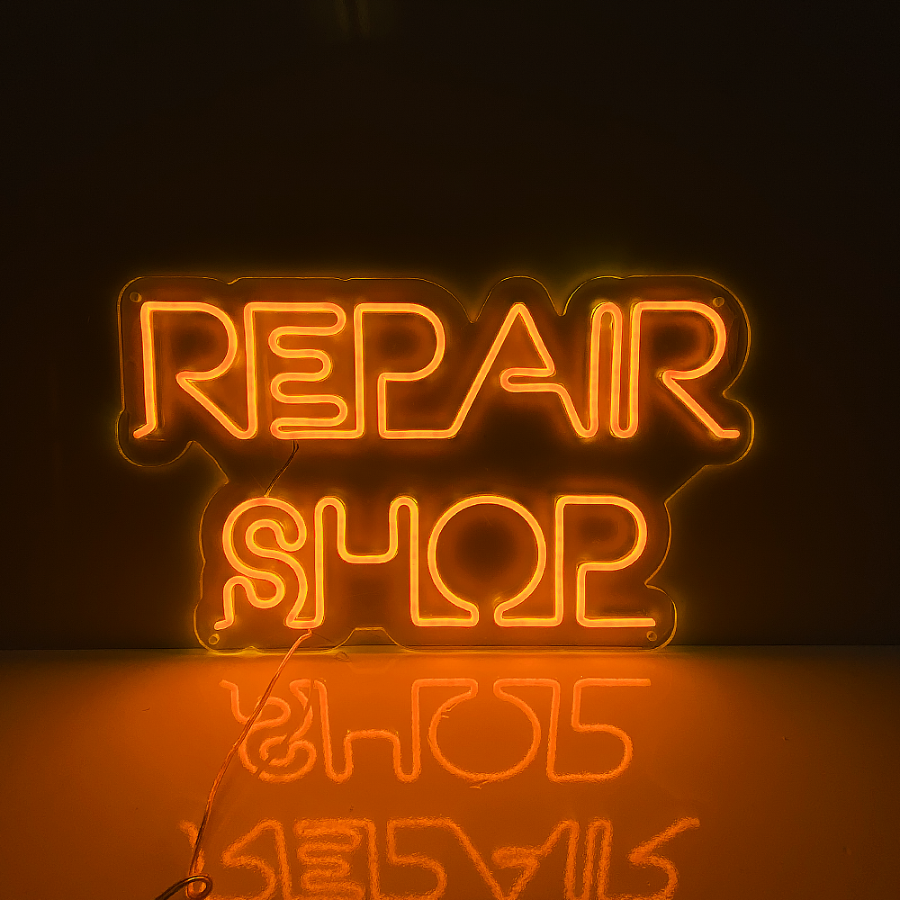 Insegna al neon LED RS per officina riparazioni