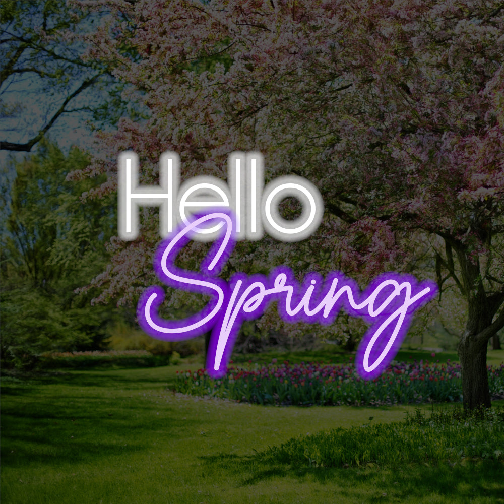 Hello Spring LED Neon Sign - Made in London Inspirational Neon Signs