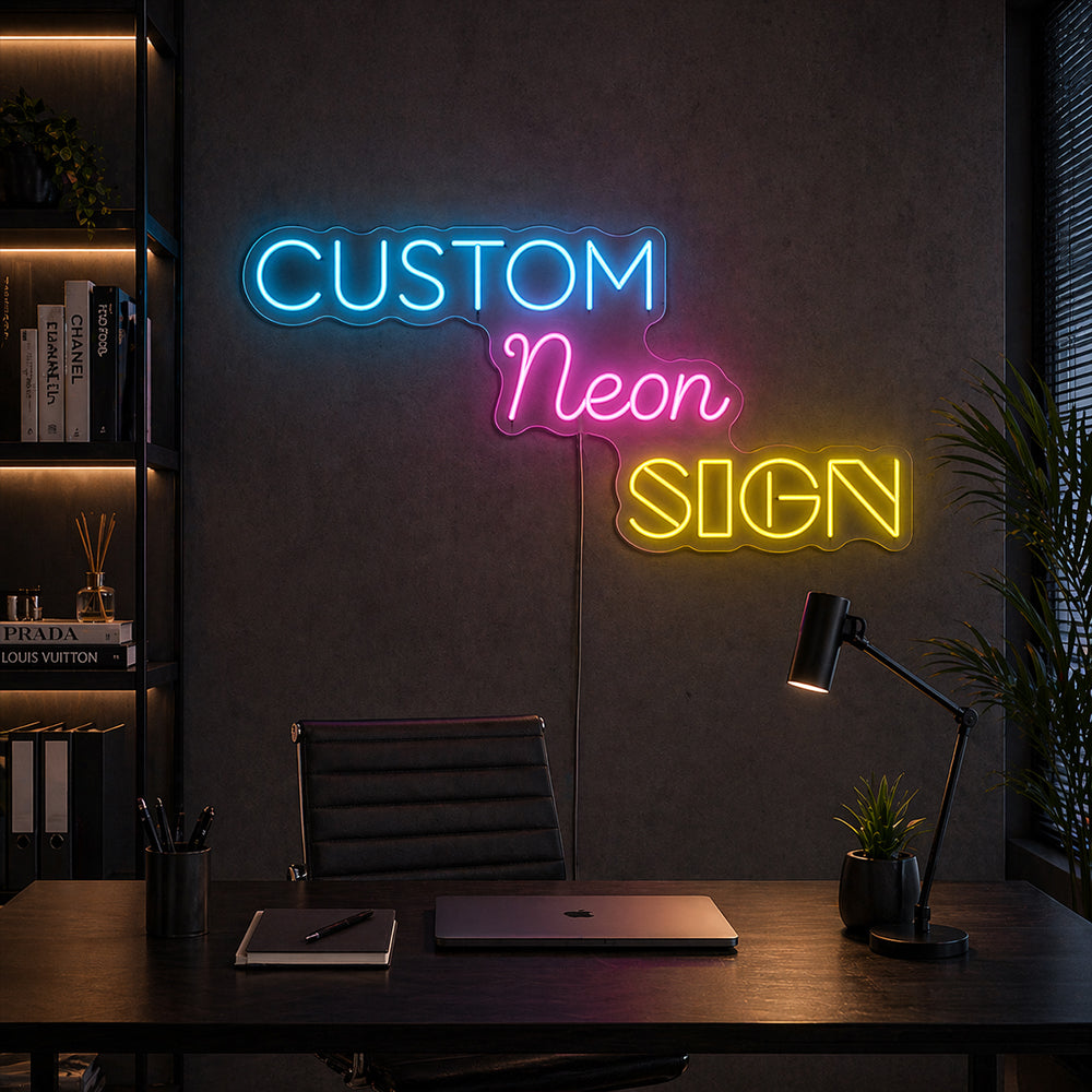 Custom Neon Sign with 3 Personalised Lines- Made in London - Online Editor - LED Neon Light