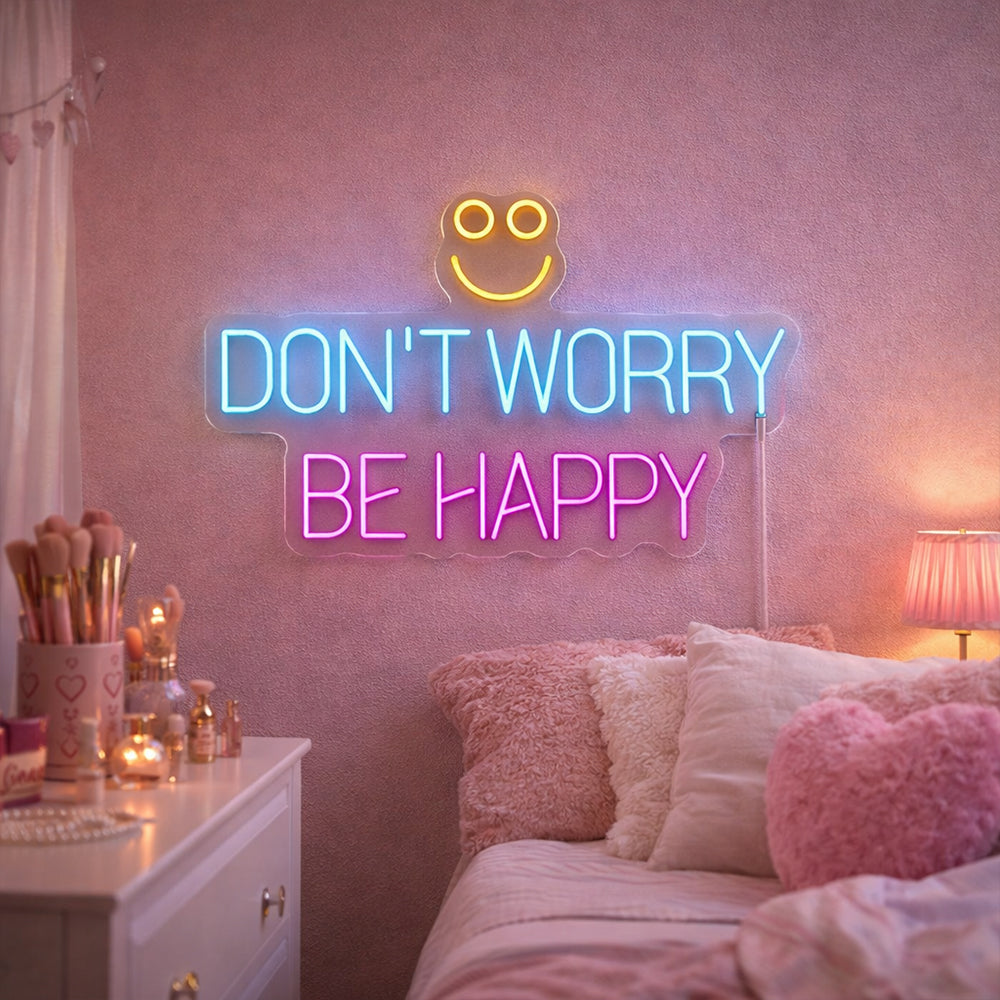 Don't Worry Be Happy LED Neon Sign - Made in London Inspirational Neon Signs
