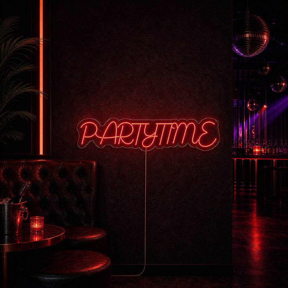 Party Time LED Neon Sign - Made in London Celebrations Neon Signs
