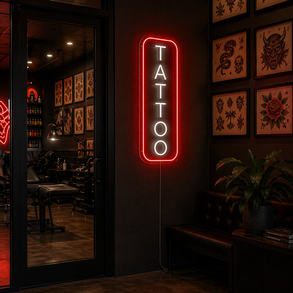 Vertical Tattoo LED Neon Sign - Made in London Christmas Neon Signs