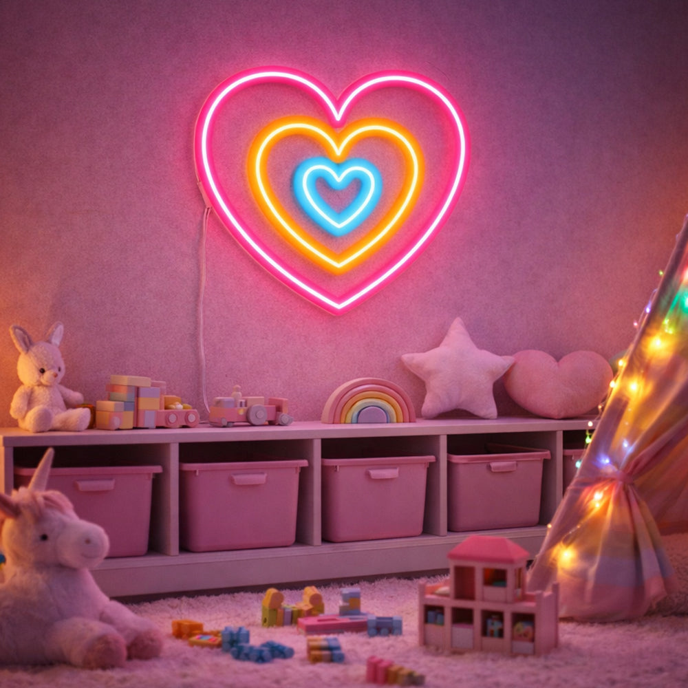 Rainbow Heart LED Neon Sign - Planet Neon Made in London Neon Signs