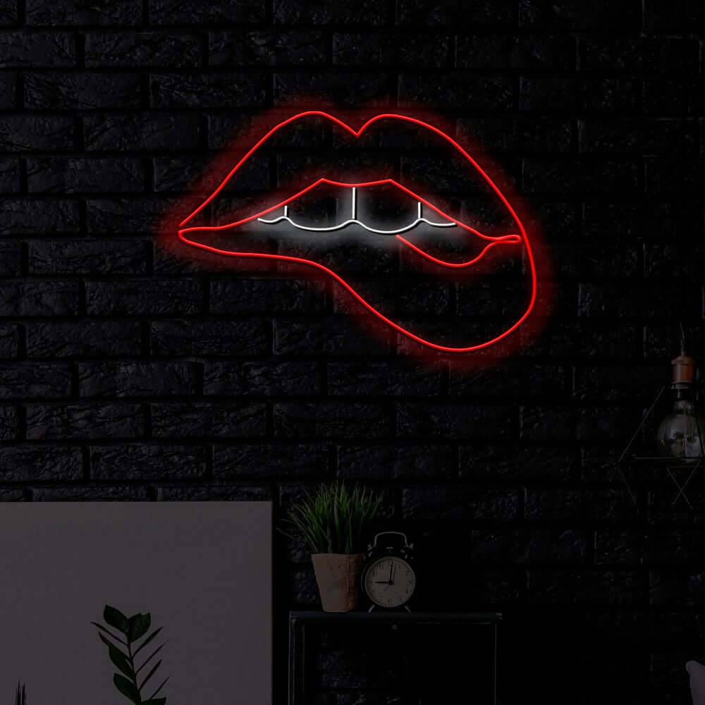 Biting Lips LED Neon Sign - Planet Neon