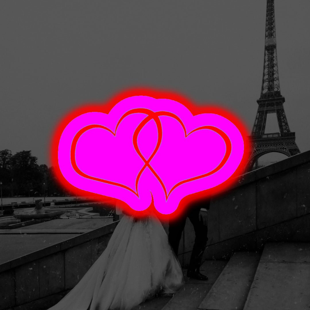 Double Heart Backlit LED Neon Sign - Planet Neon